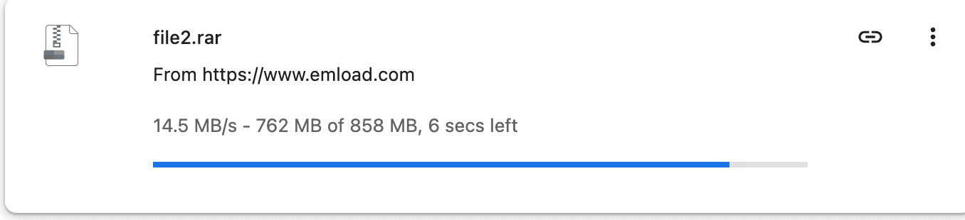 Emload Premium single-file Chrome test showing 14.5 MB/s